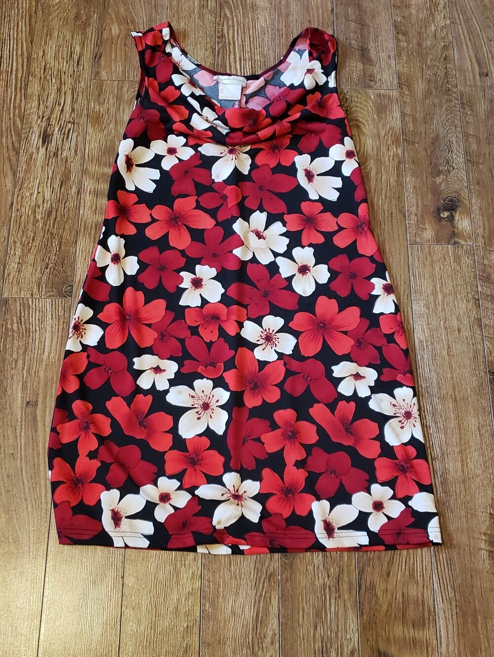 Sleeveless Floral Shift Skirt - Red & White
